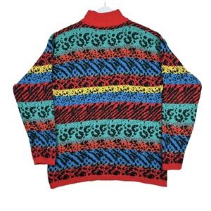 Vintage 80s Gitano Plus Multicolor Animal Print Knit Sweater - Women's 40/20W